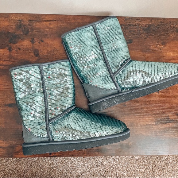 UGG Shoes - NEW Blue glitter shiny uggs size 7